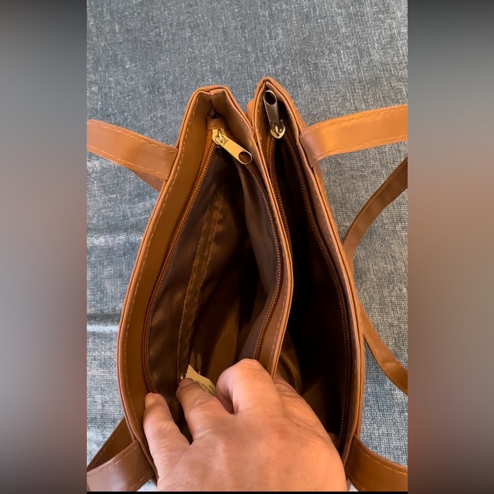 Retro Tan Leather Patchwork Purse - image 3